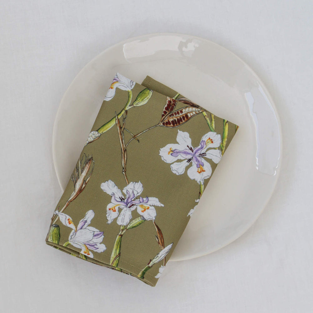 CoralBloom Studio Floral Napkin Set Dietes Irises