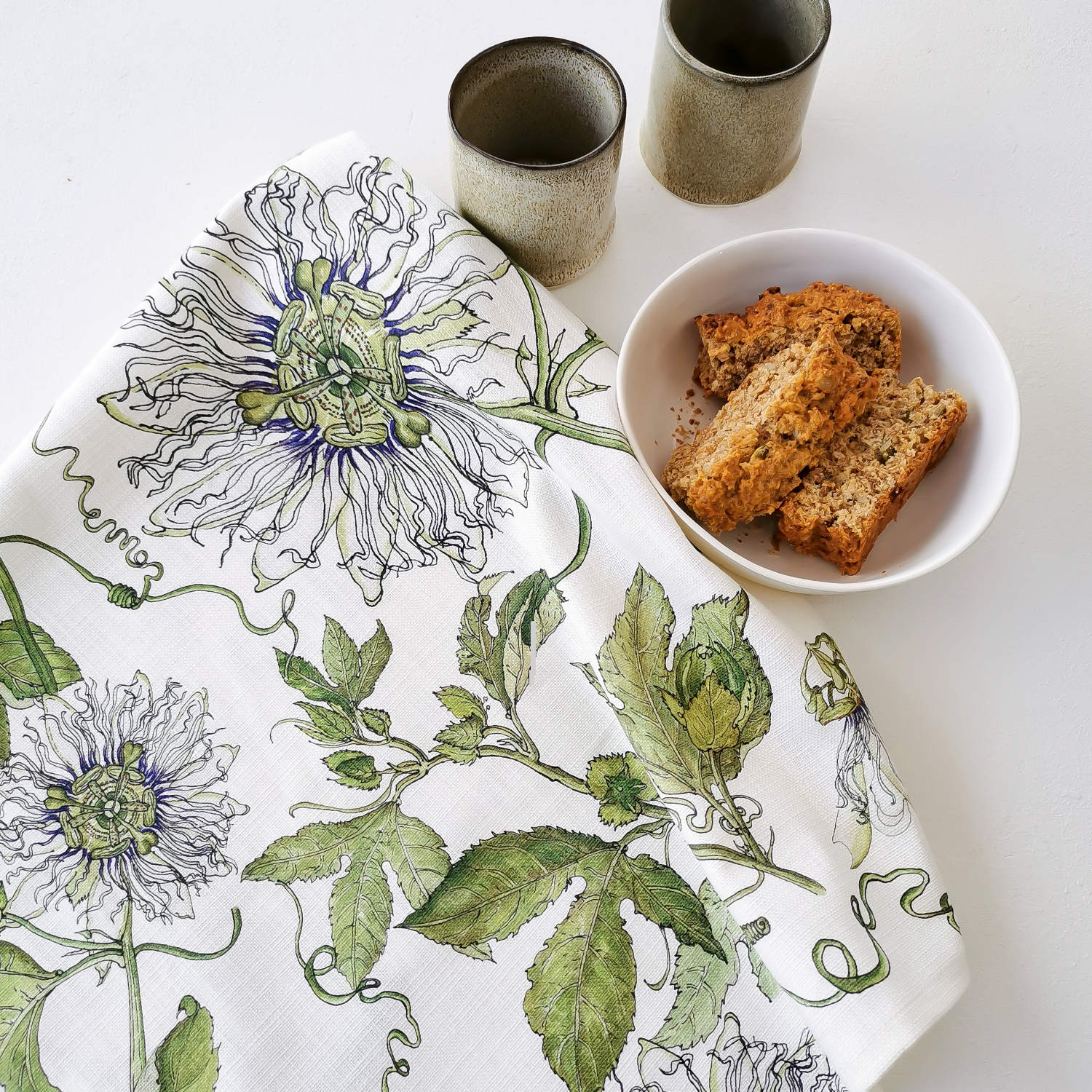 CoralBloom Studio Passionfruit cotton tea towel