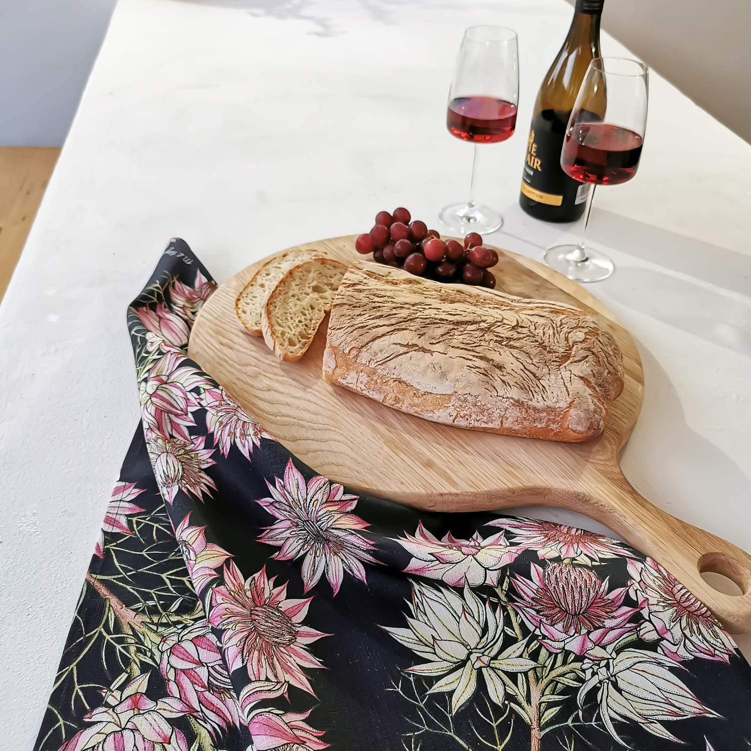 CoralBloom Studio Protea cotton tea towel