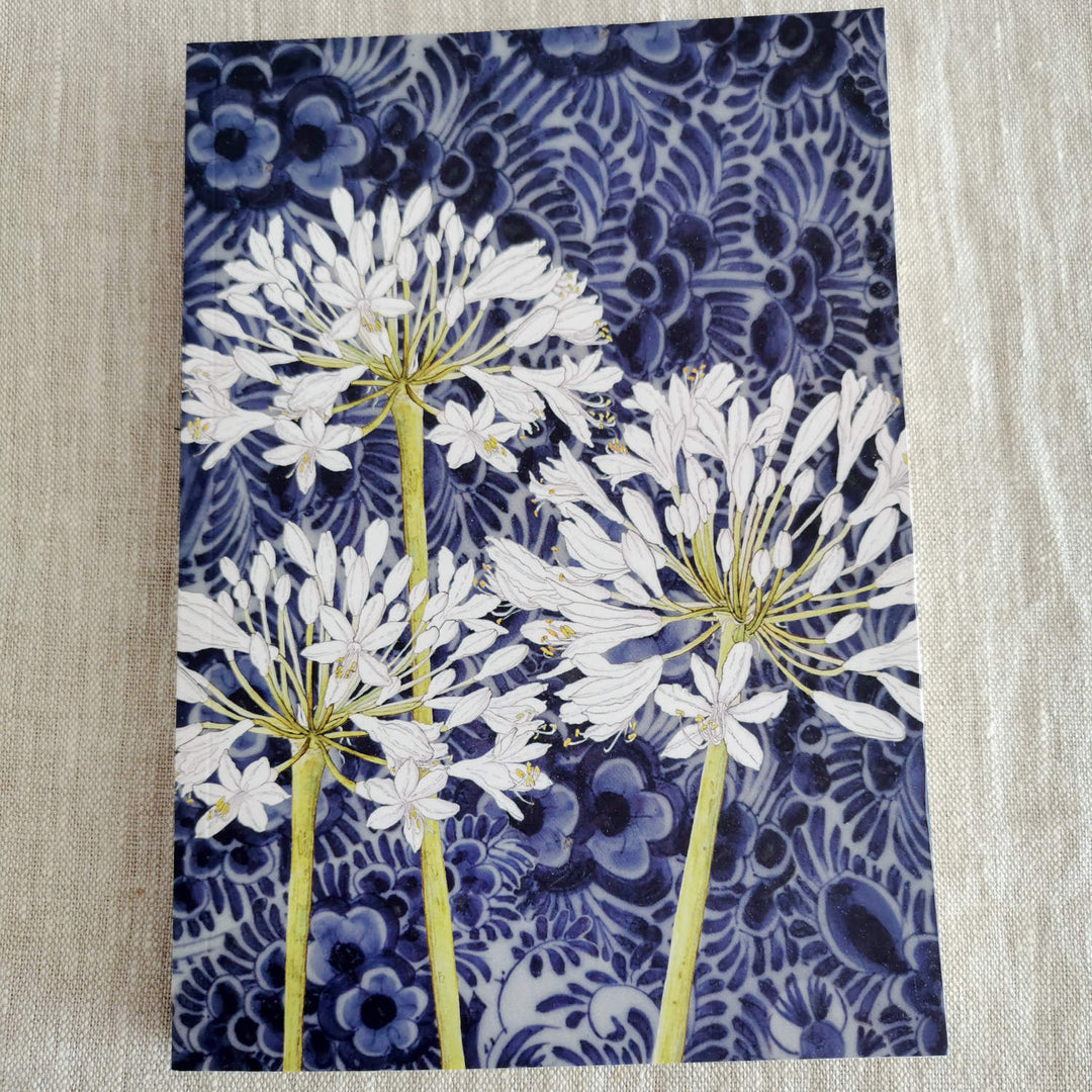 CoralBloom Studio Floral Stationery Agapanthus and Delft journal