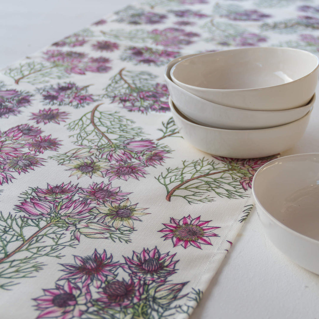 CoralBloom Studio Functional art tableware Serruria Protea table runner