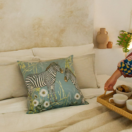 Moonlit Reverie Zebras ~ Velvet Scatter Cushion Cover