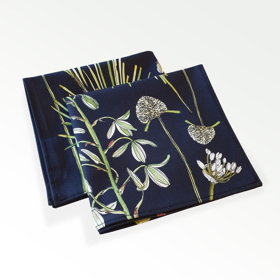 CoralBloom cotton napkin sets printed with Greenery botanical art