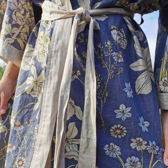 CoralBloom Japanese kimono for sale hemp linen