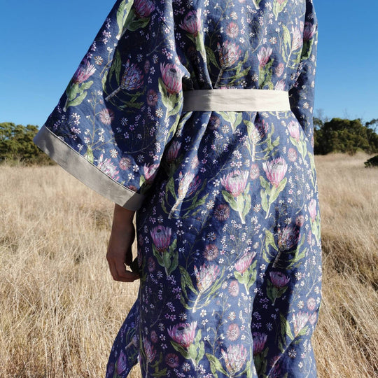 CoralBloom Japanese kimono loungewear ure linen