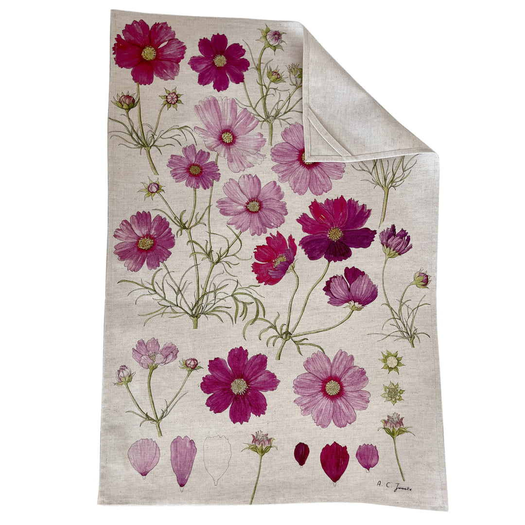 CoralBloom Studio Cosmos hemp tea towel