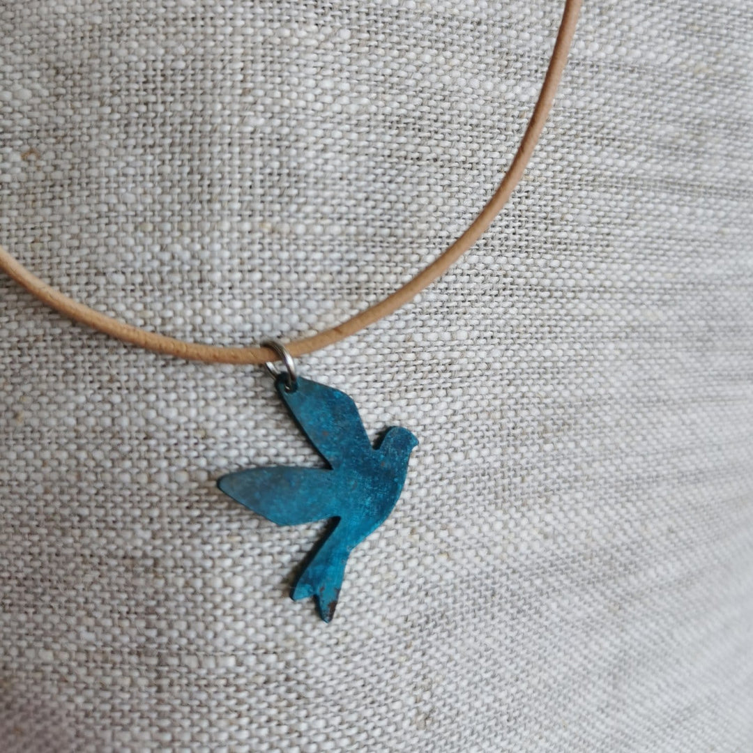 Blue Patina Copper Pendant