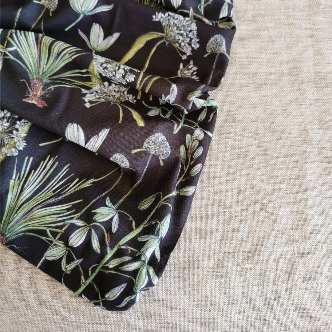 CoralBloom microfiber buff headwear greenery print on black
