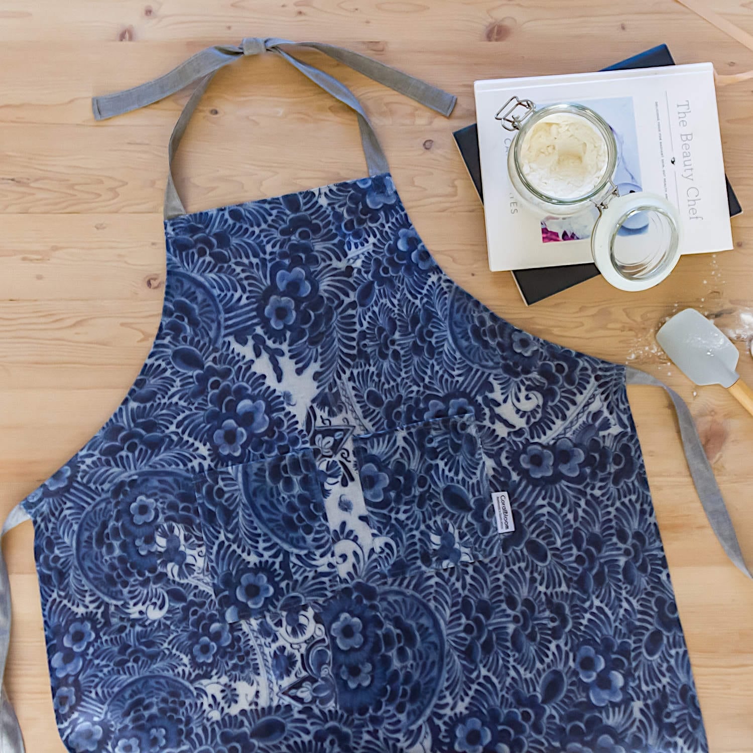 CoralBloom Studio vintage delft apron