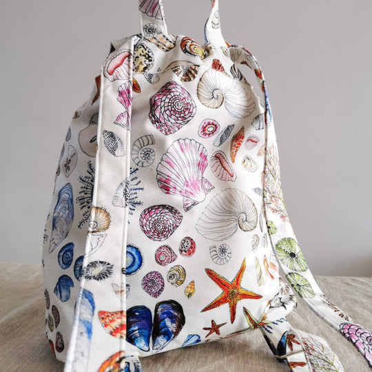 CoralBloom Studio Velvet seashells luxury backpack