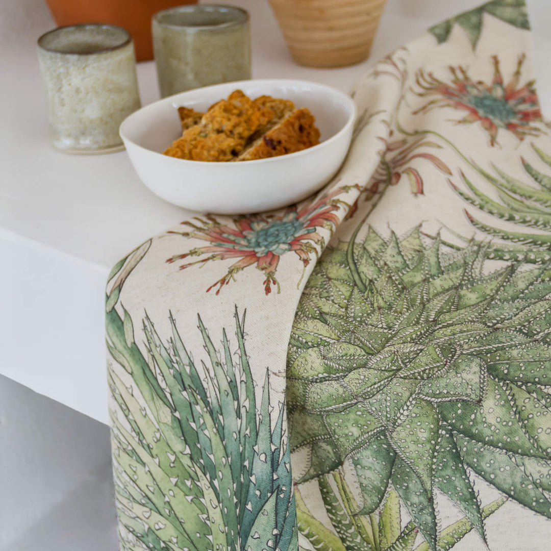 CoralBloom Studio Succulents tea towel
