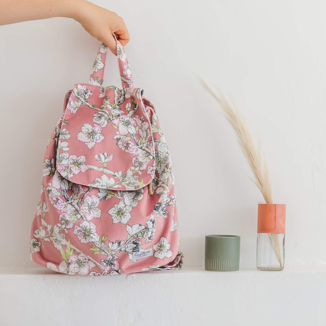 CoralBloom Studio velvet blossom backpack
