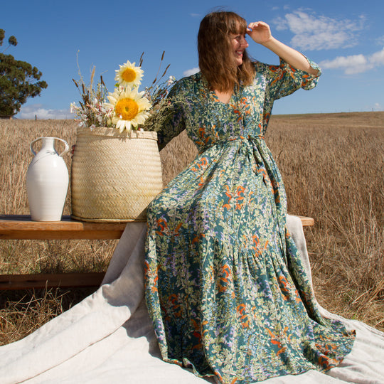 Maxi tiered dress ~ Wild Salvia