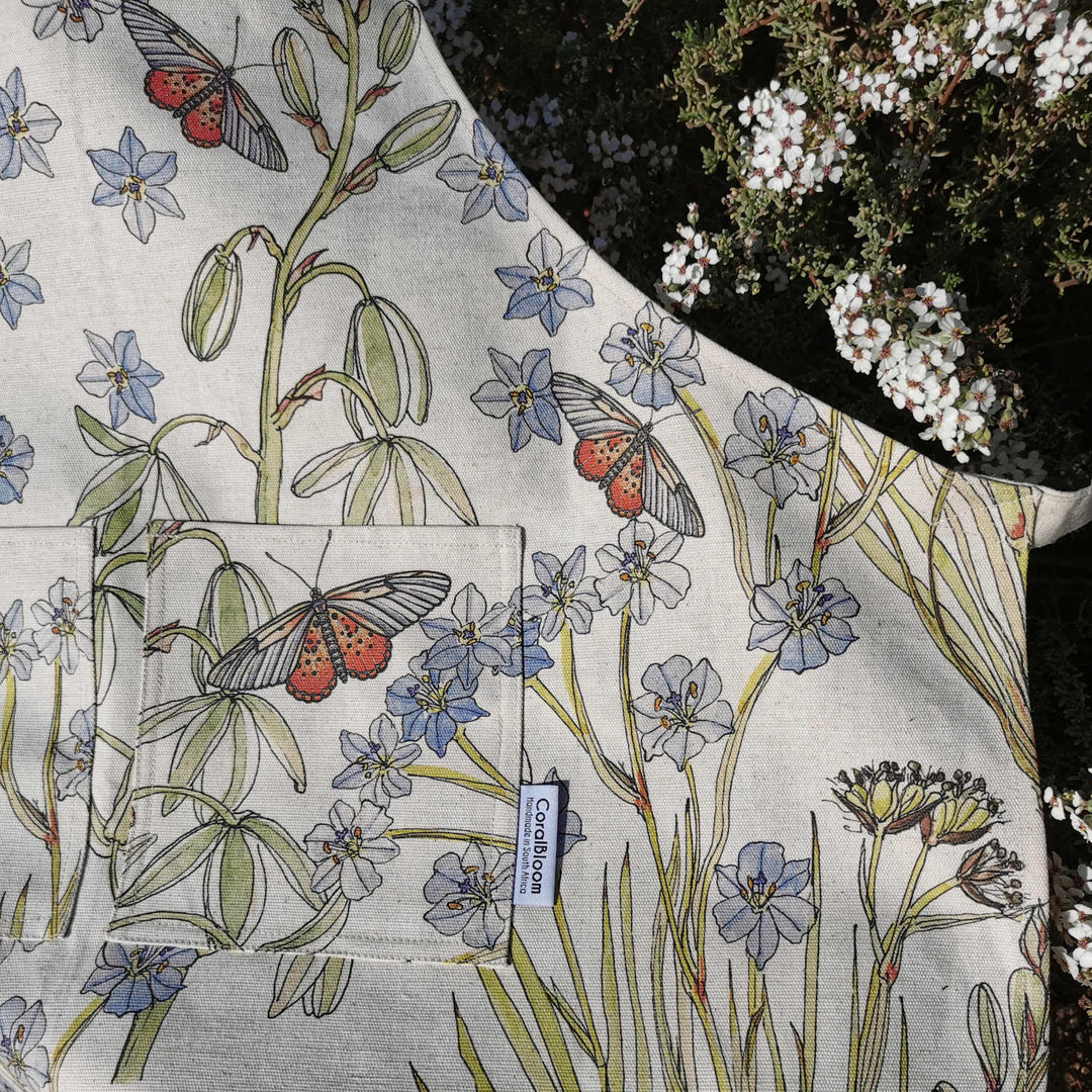 Buy CoralBloom hemp aprons online Butterflies and Aristea
