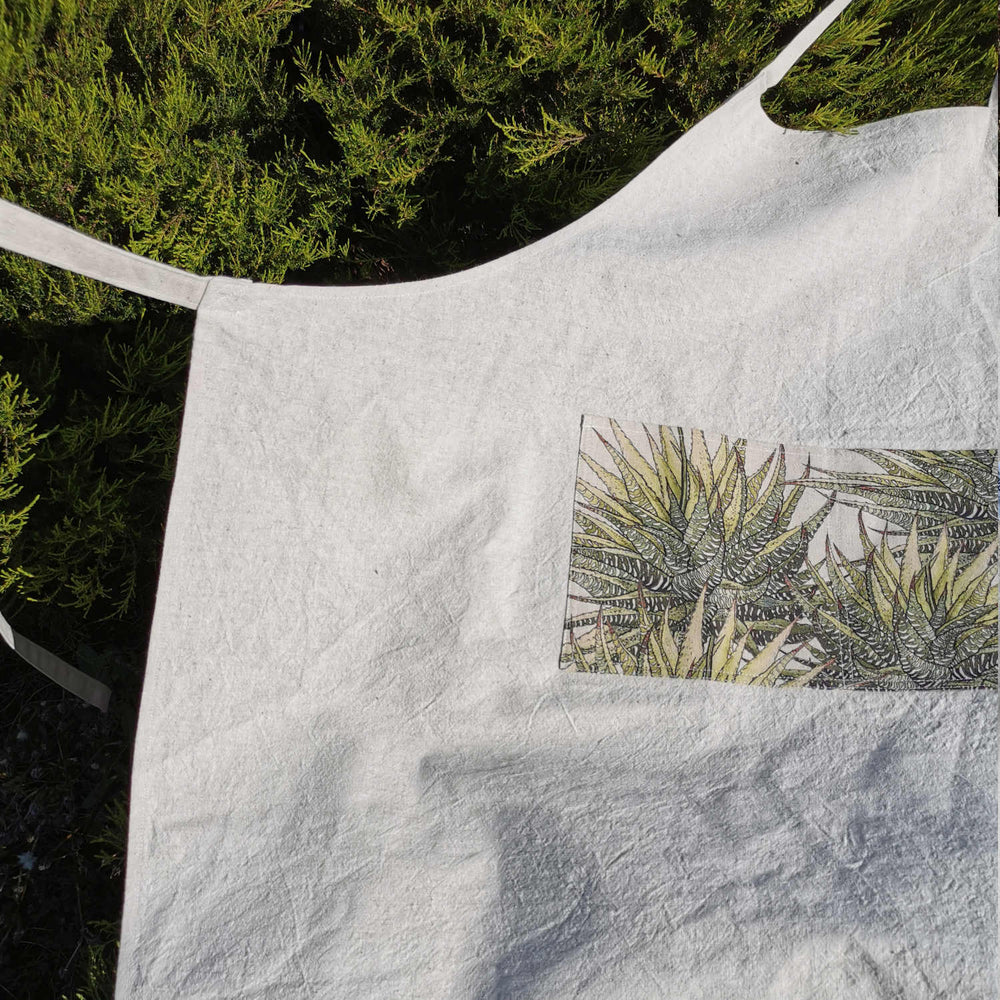 Buy CoralBloom aprons online hemp with Succulents detail