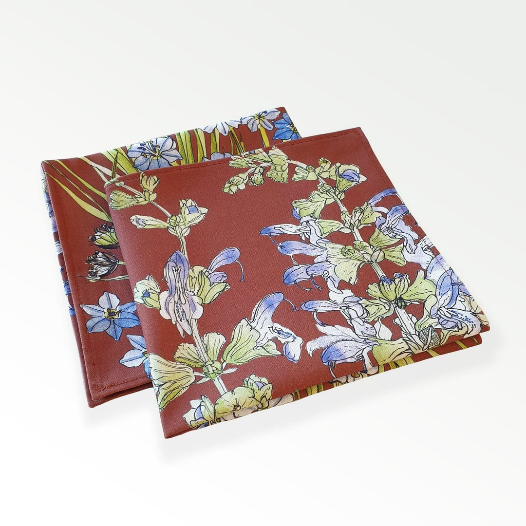 CoralBloom cotton napkin sets printed with Aristea botanical art
