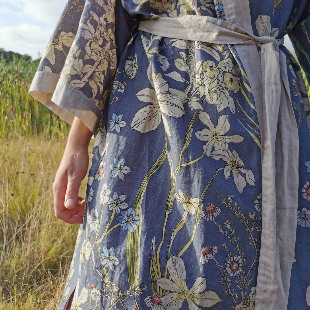 CoralBloom Japanese kimono hemp linen