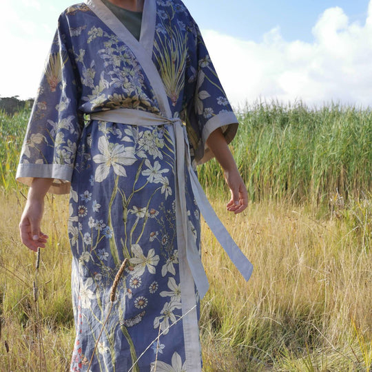 CoralBloom Japanese kimono dress hemp linen