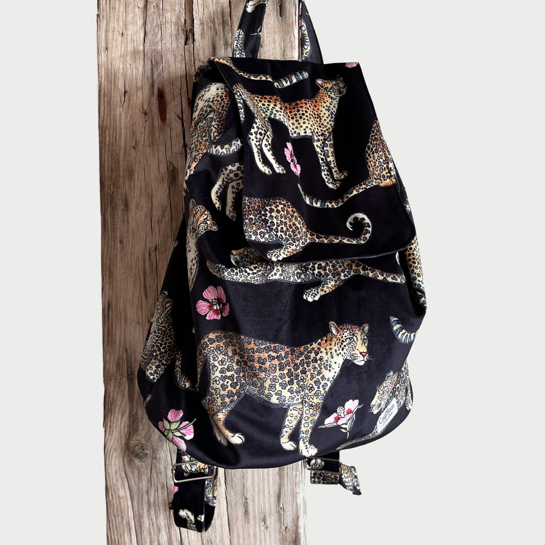 Leopards Velvet Backpack