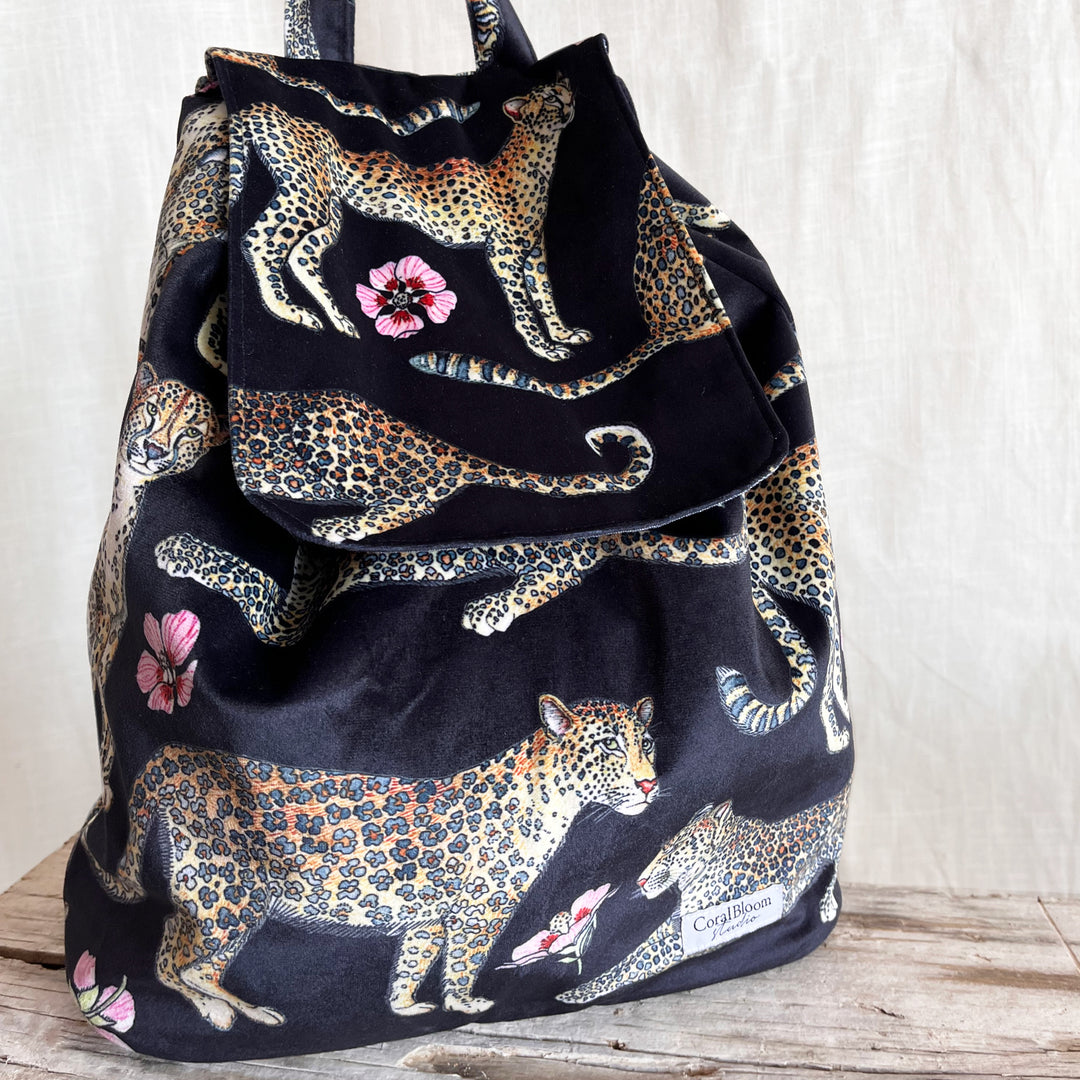 Leopards Velvet Backpack