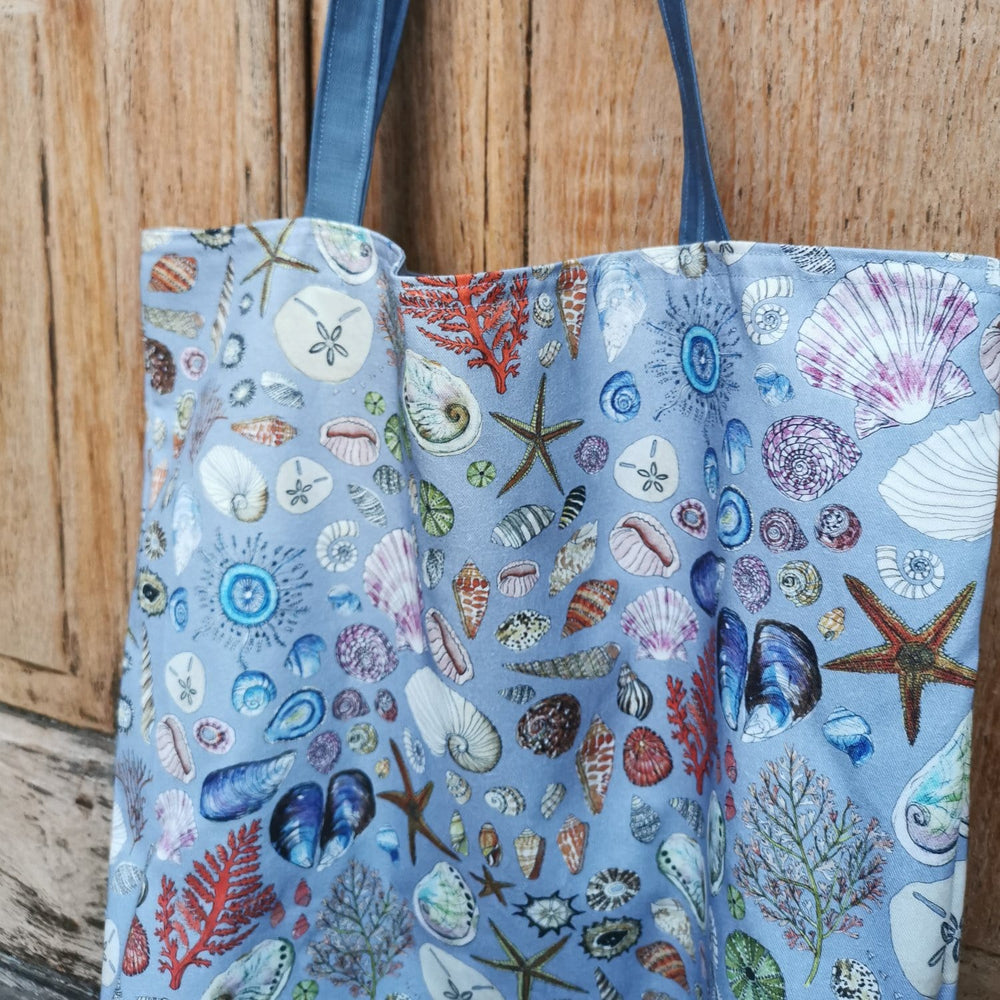 Buy CoralBloom cotton tote bag online with Seashell art prints