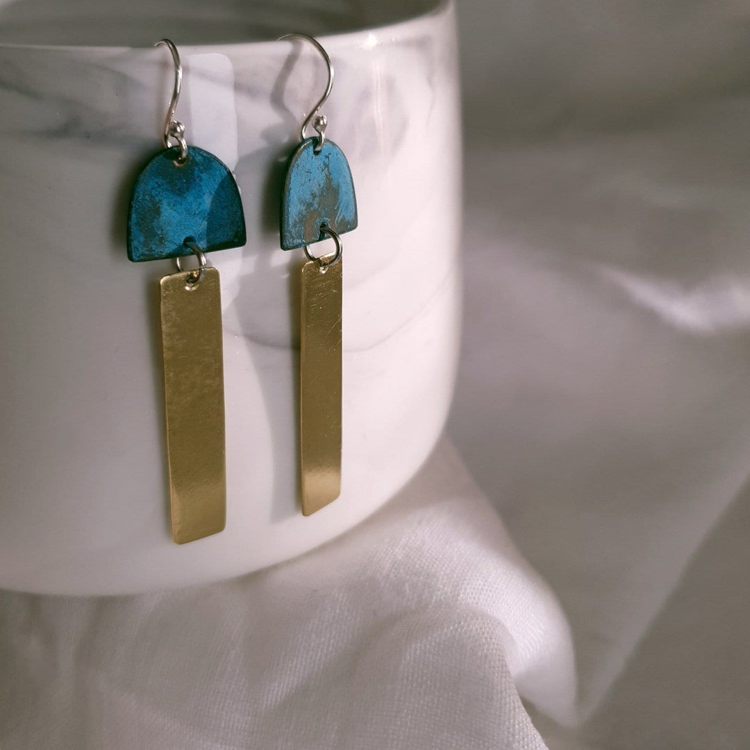 Copper Patina & Brass Earrings