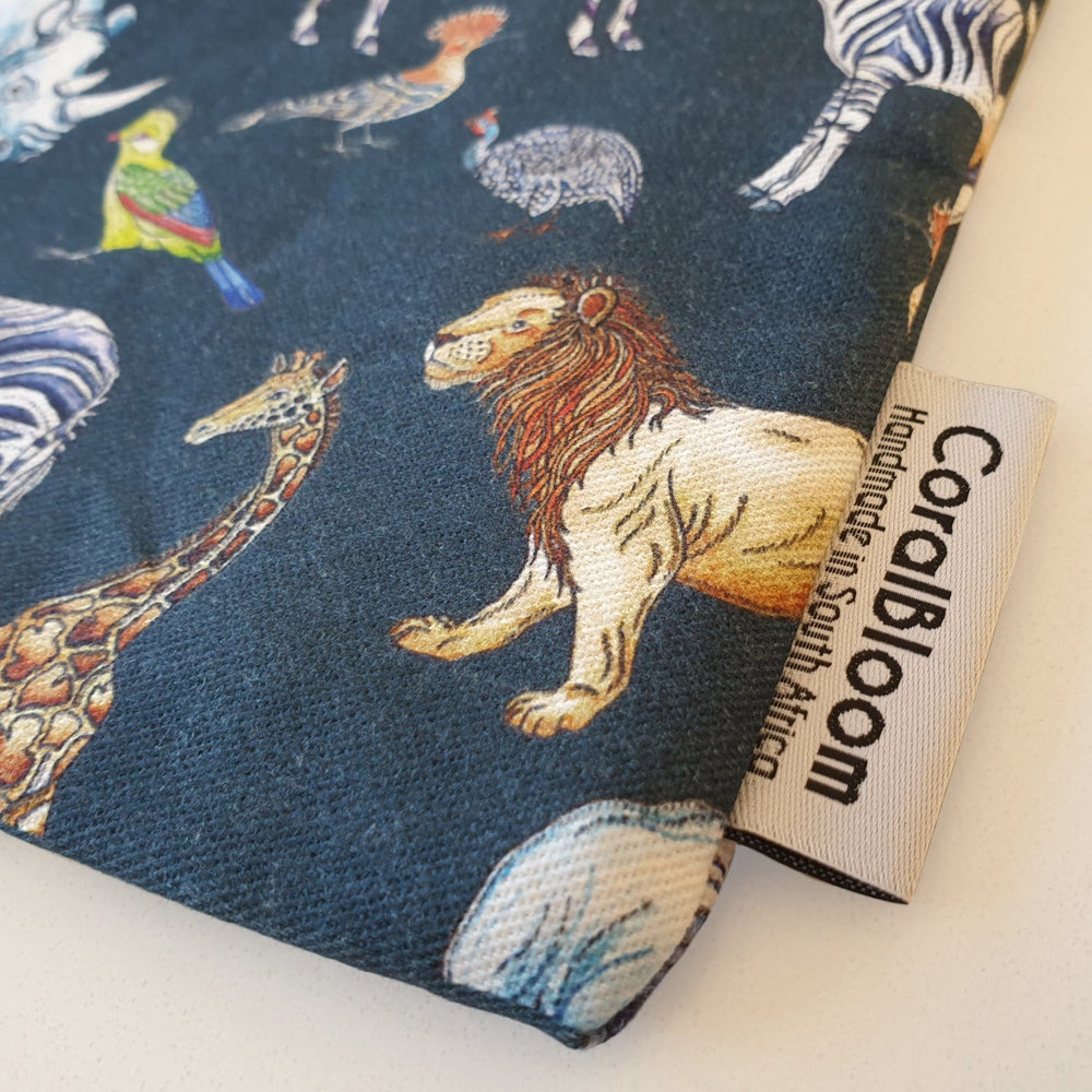 CoralBloom cotton zip bag pencil case bag detail