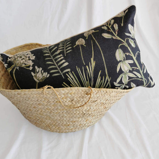 CoralBloom hemp scatter cushion printed with Botanical art