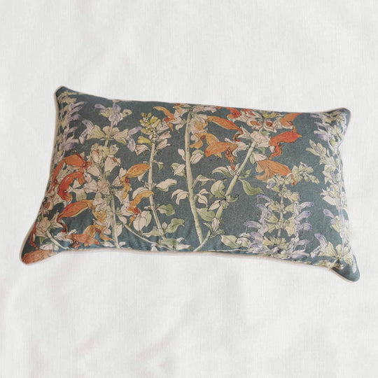 Buy CoralBloom hemp scatter cushion online printed with Salvia botanical art